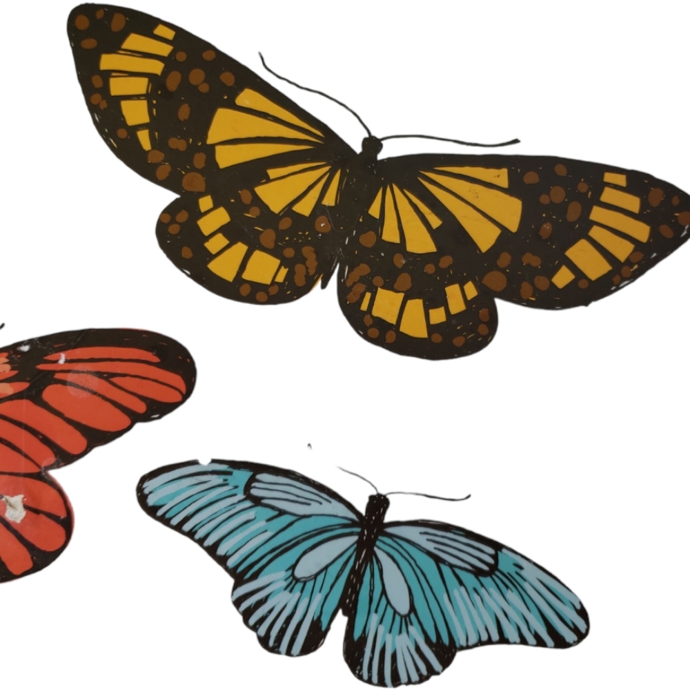 Vintage 50s or 60's Butterfly Laminated Cork Placemats Mid Century Modern Whimsy
